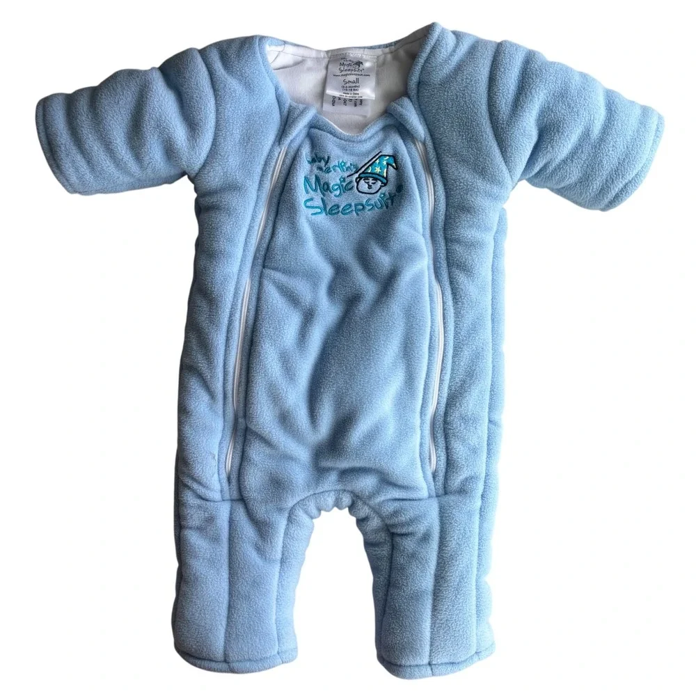 Baby Merlin Magic Sleepsuit Blue Fleece Transition Swaddle S 3-6 Months 12-18lb